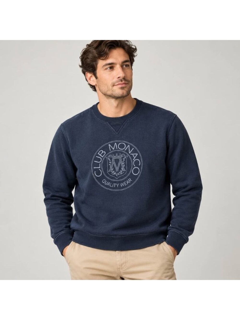Club Monaco Quality Wear Crest Sweatshirt Men’s Large Navy Pullover